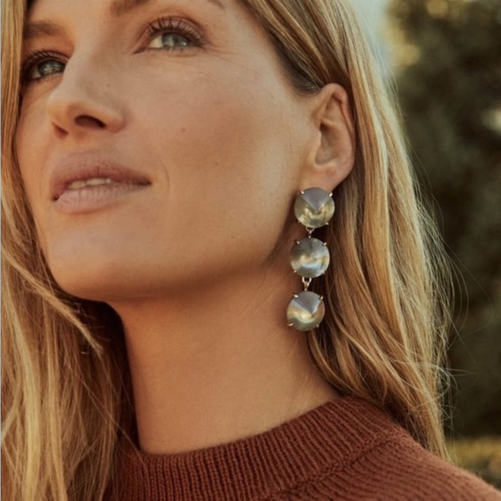New Kendra Scott Jolie Gold Grey Illusion Linear Earrings